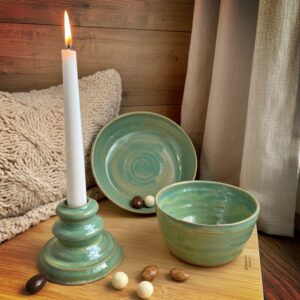 Kameninový set Greentea: Svícen a dvě misky