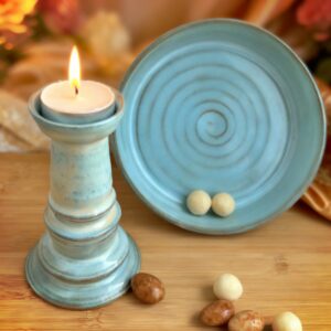 Kameninový set Bluedream: Svícen a miska