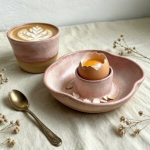snídaňový set kalíšek a mistička na vajíčko Rose