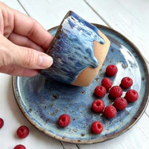 Kameninová sada Blueberry - talíř ø 18 cm s kalíškem 150 ml